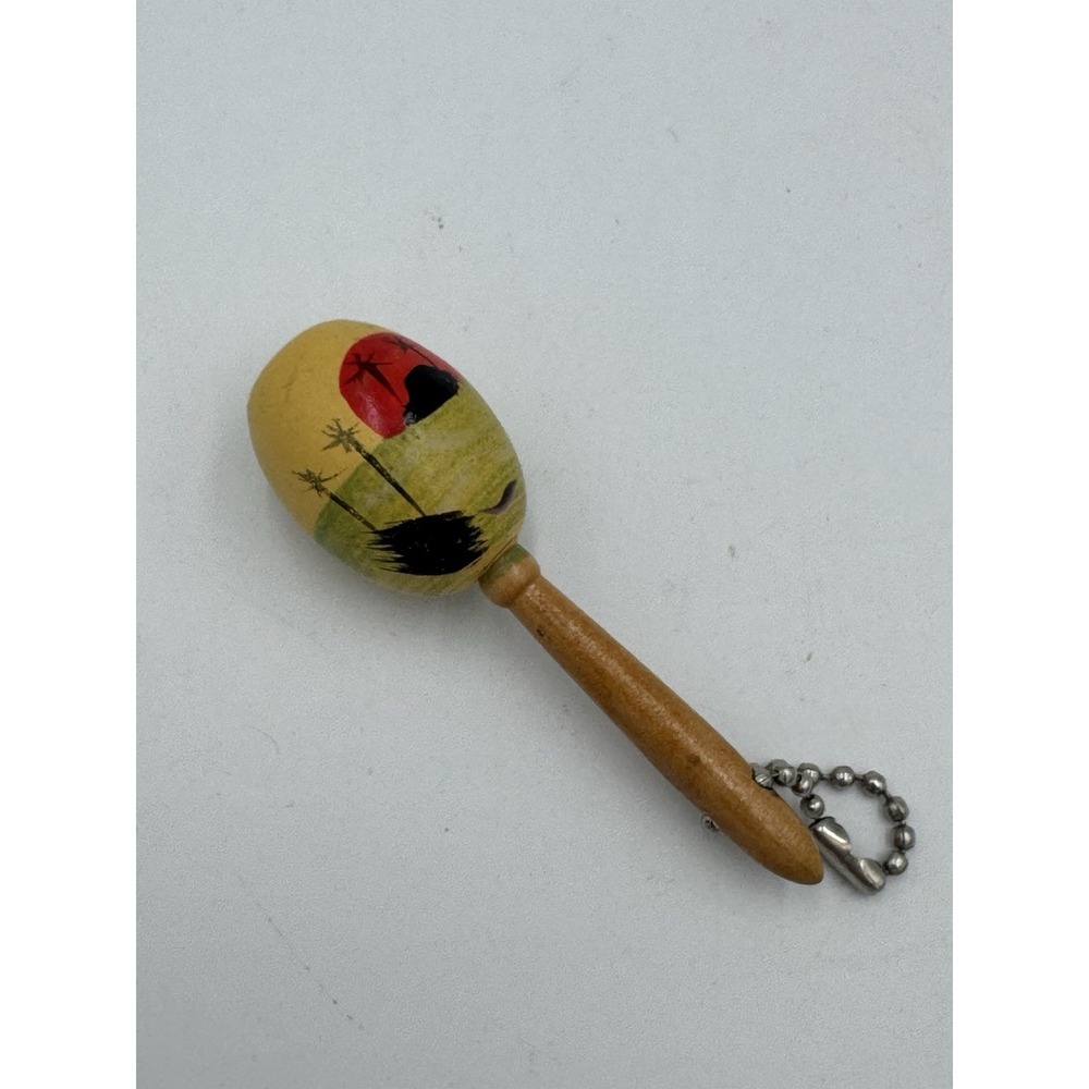 Wooden Keychain Hand Painted Rattle‎ 3"